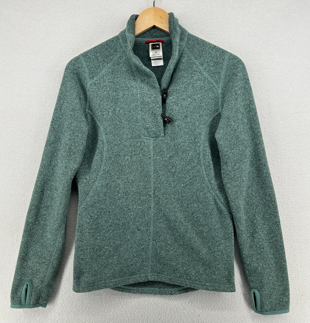 THE NORTH FACE Sweater Women M Crescent Ridge Marled Shawl Toggle Pullover Green